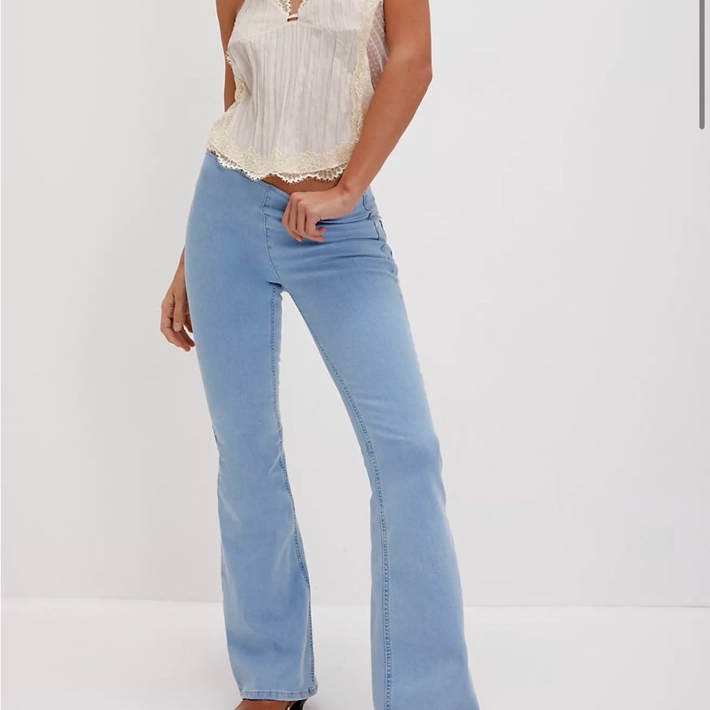 Free People Light Blue Flare Jeans Penny Pull On